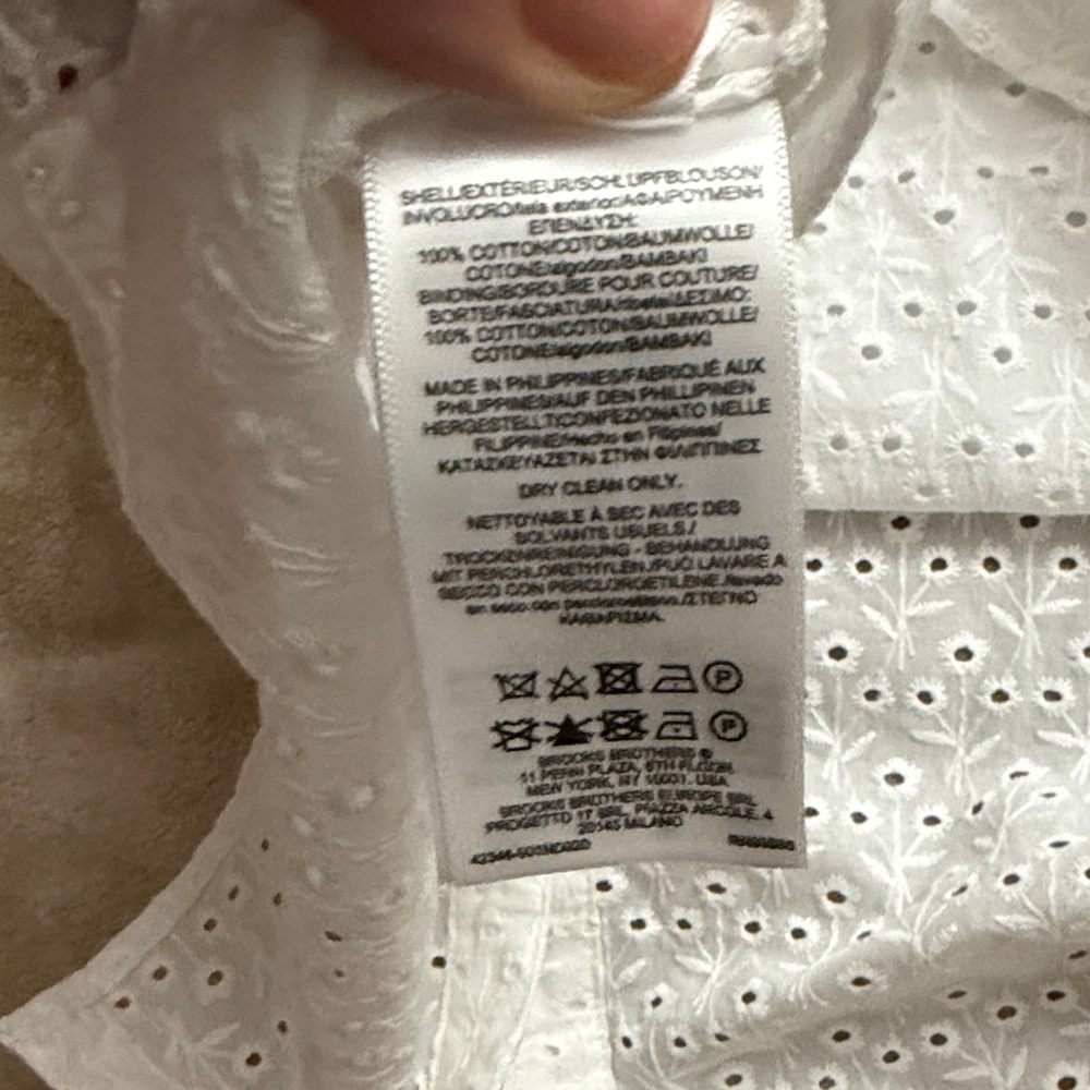 Brooks Brothers White Eyelet Ruffle Mock-Neck Camisole - Picture 8 of 8